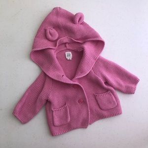 [Baby Gap] Bear Ear Garter Knit Hoodie Cardigan